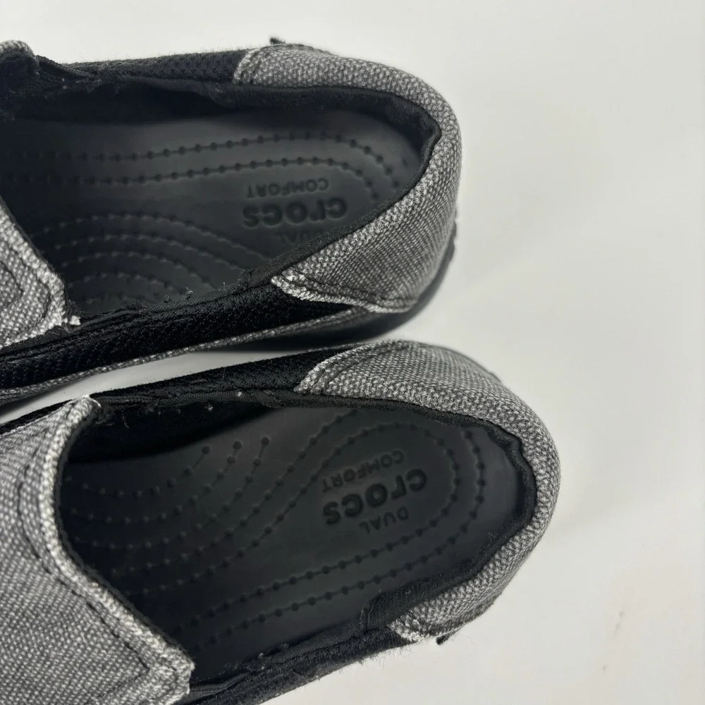 Crocs Gray Santa Cruz Canvas Loafers Size C 12 Little Kid Black‎ Gray Slip On